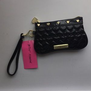 Betsey Johnson black new with tags wristlet pouch